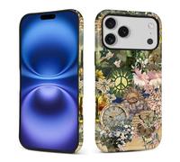 yicomon Compatible with iPhone 17 ProMax Case, Retro Green Plant Sun Collage Pattern Print Matte Phone Case Durable Fashion Funny Liquid Silicone Case Soft Anti-Scratch Shockproof Protective Cover