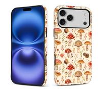 yicomon Compatible with iPhone 17 ProMax Case, Retro Mushroom Plant Pattern Print Matte Phone Case Durable Fashion Funny Liquid Silicone Case Soft Anti-Scratch Shockproof Protective Cover