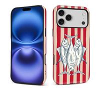 yicomon Compatible with iPhone 17 ProMax Case, Retro Sardine Tin Stripe Pattern Print Matte Phone Case Durable Fashion Funny Liquid Silicone Case Soft Anti-Scratch Shockproof Protective Cover