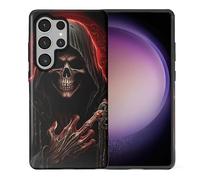 yicomon Compatible with Samsung Galaxy S25 Ultra Case, Cool Red Skull Pattern Print Matte Phone Case Durable Fashion Funny Liquid Silicone Case Soft Anti-Scratch Shockproof Protective Cover