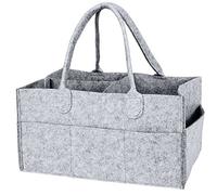 YiCoo Nappy Caddy Foldable Baby Diaper Caddy Organiser, Portable Nursery Storage Basket Bin with Changeable Compartments(Light Grey)