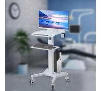 Yicorgard Medical Trolley Cart with Monitor Mount Oral Scanner Holder,Dental Mobile Untlity Cart with Wheels,Double Layer Cart for Nursing,Beauty Salon