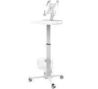 Yicorgard Medical Trolley with Weels Tablet Stand,Height Adjustable Mobile Workstation with iPad Holder,Basket Storage,Inplug Holder,Medical Cart for Hospital Dental Office Salon