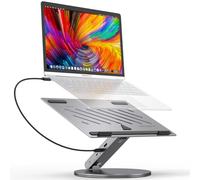 YICOSUN Laptop Stand with 6-in-1 Docking Station - Adjustable Angle, Stable Design, Efficient Heat Dissipation, 360º Rotation - Ideal for Laptops and Tablets - USB-C, HDMI, PD, USB 3.0 Connectivity