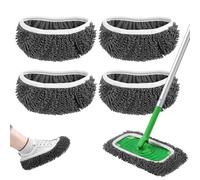 Yicotira Reusable Wet Pads Refill for Swiffer Sweeper Mop - Dry Sweeping Cloths & Wet Mopping Cloths for Household Cleaning - Washable Microfiber Mop Pads, 4 Pack (Mop is not Included)