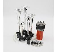 YIDA Air horn 12V 150db,car horn Chrome Zinc 5 Trumpet Musical car Horns Automotive relay Air Horn with Compressor for Any 12V Vehicles Trucks Lorries Trains Boats Cars Vans