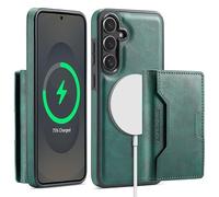 Yidai-Silu 2-in-1 Detachable Wallet Case for Samsung Galaxy S25+ RFID Blocking Card Slots Kickstand Shockproof PU Leather Hand Bag Shockproof Protective Back Cover for Samsung S25+ Plus - Green