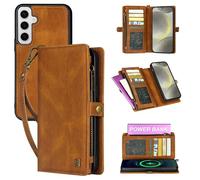 Yidai-Silu 2-in-1 Wallet Case for Samsung Galaxy A54 5G 5G 2-in-1 Vegan Leather Magnetic Detachable Shockproof Phone Case Flip Folio Cover with Card holders Protection 2-Way Kickstand - Brown