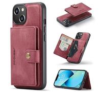 Yidai-Silu for iPhone Air PU leather Case【Kickstand Function】 Detachable Magnetic Wallet Viewing Stand Slot Metal buckle Card Holder TPU Cover for iPhone Air 6,5" - Red