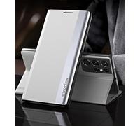 Yidai-Silu Galaxy S22 Ultra Flip Case 【Magnetic, Kickstand Function】 PU Leather Shockproof Anti-scratch Full Body Protective Kickstand Phone Cover for Samsung Galaxy S22 Ultra 6,8" - White