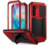 Yidai-Silu Galaxy S24 Waterproof Case 【IP-54, Camera Cover + Kickstand + Screen Protection】 Metal Military Shockproof Case Armor 360° Body Protective for Samsung Galaxy S24 6,2”- Red