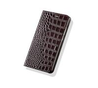 Yidai-Silu Galaxy S26 Real Leather Flip Case【Crocodile Pattern, Business】 Shockproof Wallet Function Stand TPU Protective Cover Phone Case for Samsung Galaxy S26 6,2" - Crocodile Brown