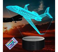 YiDaoCai Airplane Night Light, Airplane Gifts for Boy, 3D Illusion Lamp with Remote Control 16 Colors Changing Timer Dimmeable, Kids Boy Girl Plane Gifts for Bedroom Decoration Holiday Xmas Gift
