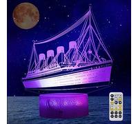 YiDaoCai Ship 3D Night Light, Titan Lamp with Remote Control+7 Colors+Dim+Timer for Kids Toys - Cruise Ship Model 3D Lamp 3D Night Light for Kids