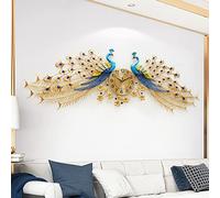 YIDAX Large Metal Peacock Wall Clock for Living Room Decor Silent Movement Bedroom Clock Wall Decoration,A