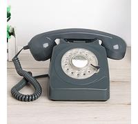 YIDAX Retro Corded Phone with Redial Function, Rotary Dial Telephone for Home, Old Fashioned Landline Phones with Classic Metal Bell,Gray