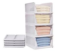 Yidaxing 4 Pack Wardrobe Storage Organiser, Stackable Storage Drawers for Clothes, Inside Wardrobe, Cupboard & Wardrobe, Space-Saving Plastic Closet Organiser for Bedroom & Bathroom (White)