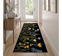 Yidbhsse Wild plant Runner For Rug Hallway, wildflowers Area Rug 60x150 cm, Floral Botanical Carpets Non Slip Washable Kitchen Bedside Office, Low Pile Carpet Bedroom Dining Room