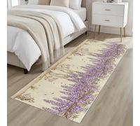 Yidbhsse Wisteria Floral Runner Rugs 90x150 cm, Purple Flower Runners For Hallways, Bee Botanical Rug Soft Non Slip, Carpet Machine Washable, Throw Rug For Kitchen Laundry Room Bedroom