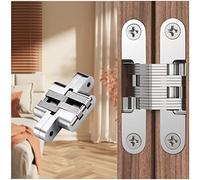 YIDELAI Hidden Hinges (1 Pair) 0 degrees-180 Degrees Playing Angle Invisible Cabinet Door Hinges(60 * 13MM, Silver)