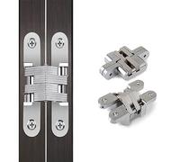 YIDELAI Hidden Hinges (1 Pair) 0 degrees-180 Degrees Playing Angle Invisible Cabinet Door Hinges(60 * 13MM, Silver)