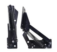 YIDELAI - Spring Hinge (1 Pair) 90 Degree Folding Lifting Bracket, Sofa Bed Hinge, Suitable for Cabinet Doors, Furniture Storage Boxes (1, Black)