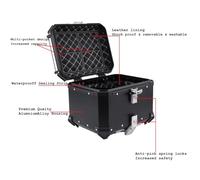 Aluminum Motorcycle Top Case 36L - 100L Waterproof Rear Tour Box With Security Lock - X-Black
