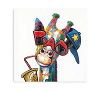Yidepot Colorful Giraffe Canvas Wall Poster - Cool Animals Artwork Funny Bathroom Wall Art Decor for girls bedroom 30x30CM
