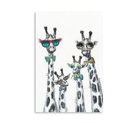 Yidepot Giraffe Wall Art Canvas Prints: Cool Animal Prints for Nursery Giraffe Picture Framed Funny Cute Bathroom Poster Colorful Wall Decor for Children Bedroom(60cmx80cm)
