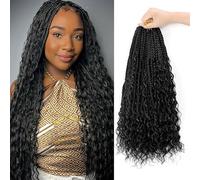 YIDIE 20 Inch Goddess Box Braids Crochet Hair 7 Packs Bohemian Crochet Braids with Curly Ends Boho Box Braid with 30% Human Hair Mixed for Black Women
