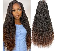 YIDIE Boho Crochet Braids Human Hair Mixed 24 Inch Goddess Box Braids Crochet Hair Boho Box Braid Bohemian Braid Crochet Hair for Black Women 7 Packs