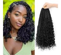 YIDIE Boho Crochet Braids Human Hair Mixed 7 Packs 14 Inch Goddess Box Braids Crochet Hair Synthetic Boho Box Braid Bohemian Braid Crochet Hair for Black Women