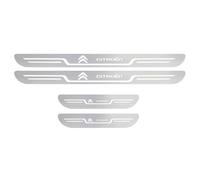 YIDIRUI 4 Pcs Car Door Sill Protector Strips for Citroen C3 aircross 2002-2022 2023, Stainless Steel Welcome Pedal Non-Slip Scuff Guard Threshold Cover Exterior Kick Plates,Silver