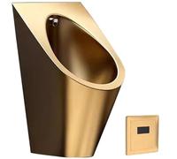 Yidlkecqey 304 Stainless Steel Washout Urinal,Household/Commercial Automatic Sensor Urinal Flush,for Men's Adult,Wall Mounted Automatic Sensor Urinals,for Hotels,Schools(Gold)