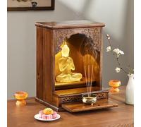 Yidlkecqey Buddhist Niches for Household Use,Small Buddhist Niches,Prayer Altar Table,Wooden Buddhist Altars,Wall Mounted Offering Tables,Wall Mounted Buddha Niche Buddha Altar(A)