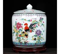 Yidlkecqey Ceramic Rice Jar,Chinese Sealed Ceramic Rice Storage Container with Lid,Food Storage Jar Ceramic Rice Jar with Lid,Grain Dispenser Food Storage Jars,Airtight Rice Bucket Rice Jar(E,10KG)