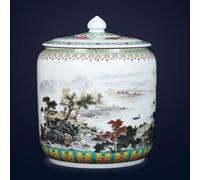 Yidlkecqey Ceramic Rice Jar,Chinese Sealed Ceramic Rice Storage Container with Lid,Food Storage Jar Ceramic Rice Jar with Lid,Grain Dispenser Food Storage Jars,Airtight Rice Bucket Rice Jar(B,6KG)