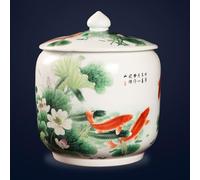 Yidlkecqey Ceramic Rice Jar,Chinese Sealed Ceramic Rice Storage Container with Lid,Food Storage Jar Ceramic Rice Jar with Lid,Grain Dispenser Food Storage Jars,Airtight Rice Bucket Rice Jar(C,6KG)