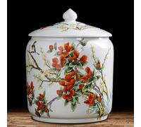Yidlkecqey Ceramic Rice Jar,Chinese Sealed Ceramic Rice Storage Container with Lid,Food Storage Jar Ceramic Rice Jar with Lid,Grain Dispenser Food Storage Jars,Airtight Rice Bucket Rice Jar(F,6KG)