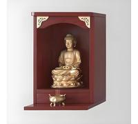 Yidlkecqey Wall Mounted Buddha Niche Buddha Altar,Wall-Mounted Buddha Statue Altar Table,Wall Mounted Chinese Personal Buddha Niches Shrine Meditation Table(Teak,26x26x36cm/10x10x14in)
