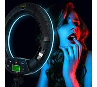 Yidoblo 18" LED Ring Light with Remote Kit Dimmable RGB/W Colors Photo Studio Video Portrait Film Selfie Youtube Photography Lighting Set With Phone/Camera Holder, Makeup Mirror, Stand and Travel bag