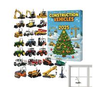 Yidueace 2025 Christmas Calendar - 2D Flat Christmas Decoration,24 Days Engineering Car Pendant Countdown Calendar for Child | Women Boys Girls Youth Teens Wife Husband Son Daughter Family Friends