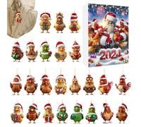 Yidueace Advent Calendar Chicken Christmas - Chicken Hanging Ladder 24 Days Countdown Calendar | Chicken 2D Acrylic Pendant for Children Adults Christmas Tree Wall Door Window Holiday Party Decoration