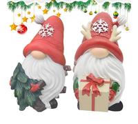 Yidueace Christmas Gnome Decoration, Pack of 2 Resin Santa Figures, Christmas Gnome for the Holidays, for Office, Table, Indoor, Kitchen, Desk, Bathroom, Home