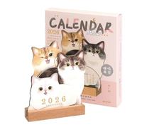 Yidueace Desk Calendar | Monthly Desk Planner with Pet Theme - Academic Planner Schedule Pad with Wooden Base Puppy Kitten Design for Offices Family Class Work Daily Organization Date Classroom