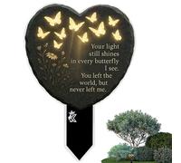 Yidueace Memorial Plaques, Heart Shape Memory Grave Sign - 2D Hollow Butterfly Design Grave Monuments for the Cemetery | For Pet Loss Mourning Garden Decoration
