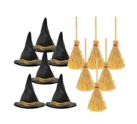 Yidueace Mini Witch Hat | Halloween Mini Brooms for Kids | Miniature Party Decoration 1 Set for Birthday Toddler Kids Adult Doll House Baby Girls