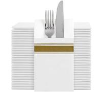 YIDUHAO Pocket Napkins,Disposble Cloth Like Napkin,Built-in Flatware Pocket,Decorative Wedding Napkins, Pre-Folded, Soft, Strong, Absorbent,Pack of 100