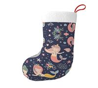 YIDUODUOX Mermaid in The Ocean Christmas Stocking,1pcs 17.7" Large Christmas Stocking, Family Holiday Xmas Party Christmas Decor