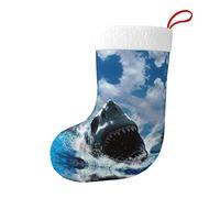 YIDUODUOX Ocean Shark Christmas Stocking,1pcs 17.7" Large Christmas Stocking, Family Holiday Xmas Party Christmas Decor